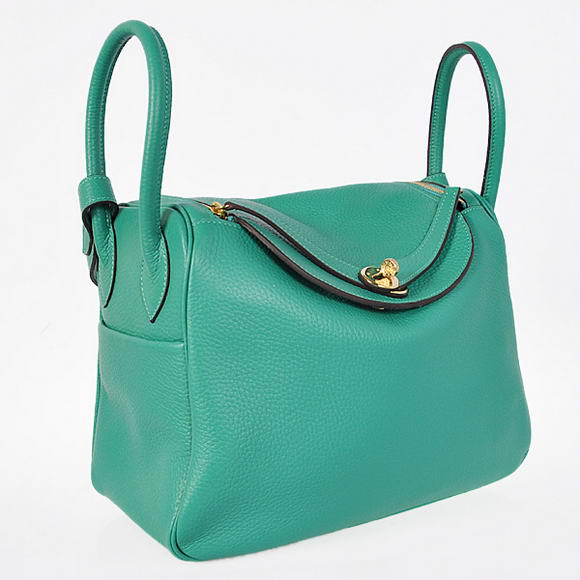 High Quality Replica Hermes Lindy 30CM Havanne Handbags 1057 Green Leather Golden Hardware